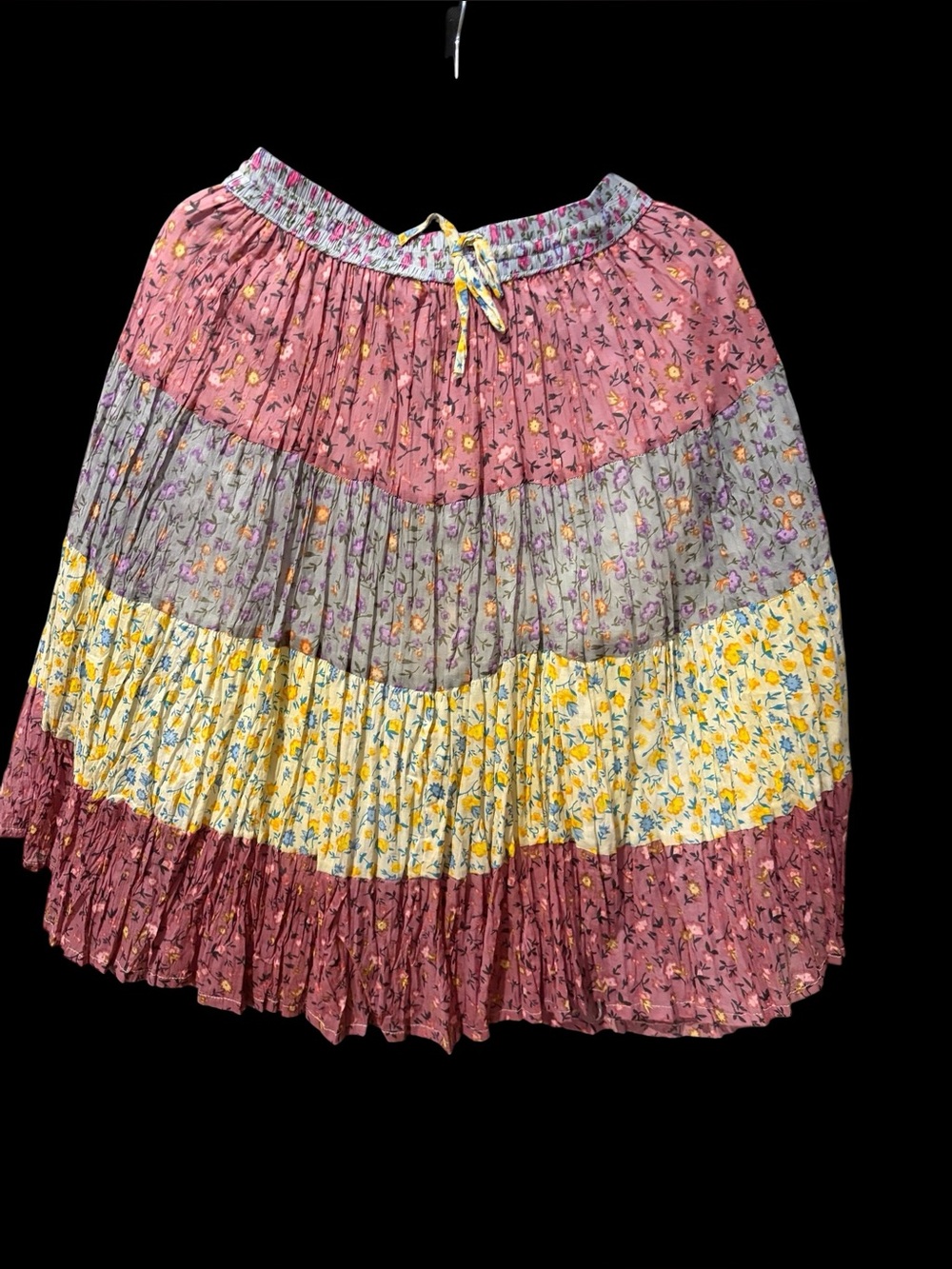 Boho Patchwork #9 petite floral tiered skirt